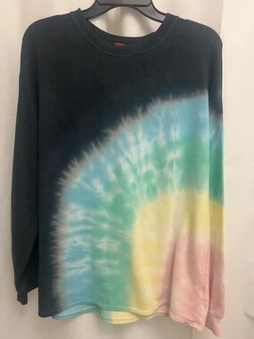 T Party Fashion Navy/Pastel Rainbow Tie-Dye Long Sleeve T